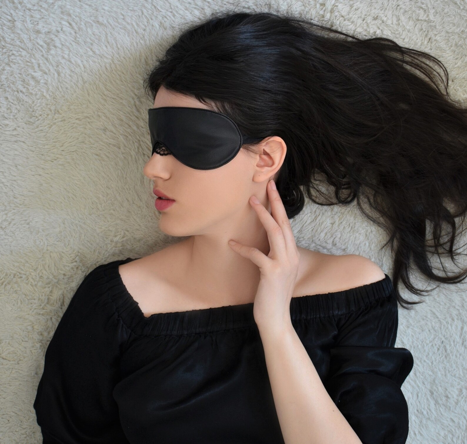 Leather Blindfold Mask With Lace/sexy Eye Mask/role Etsy