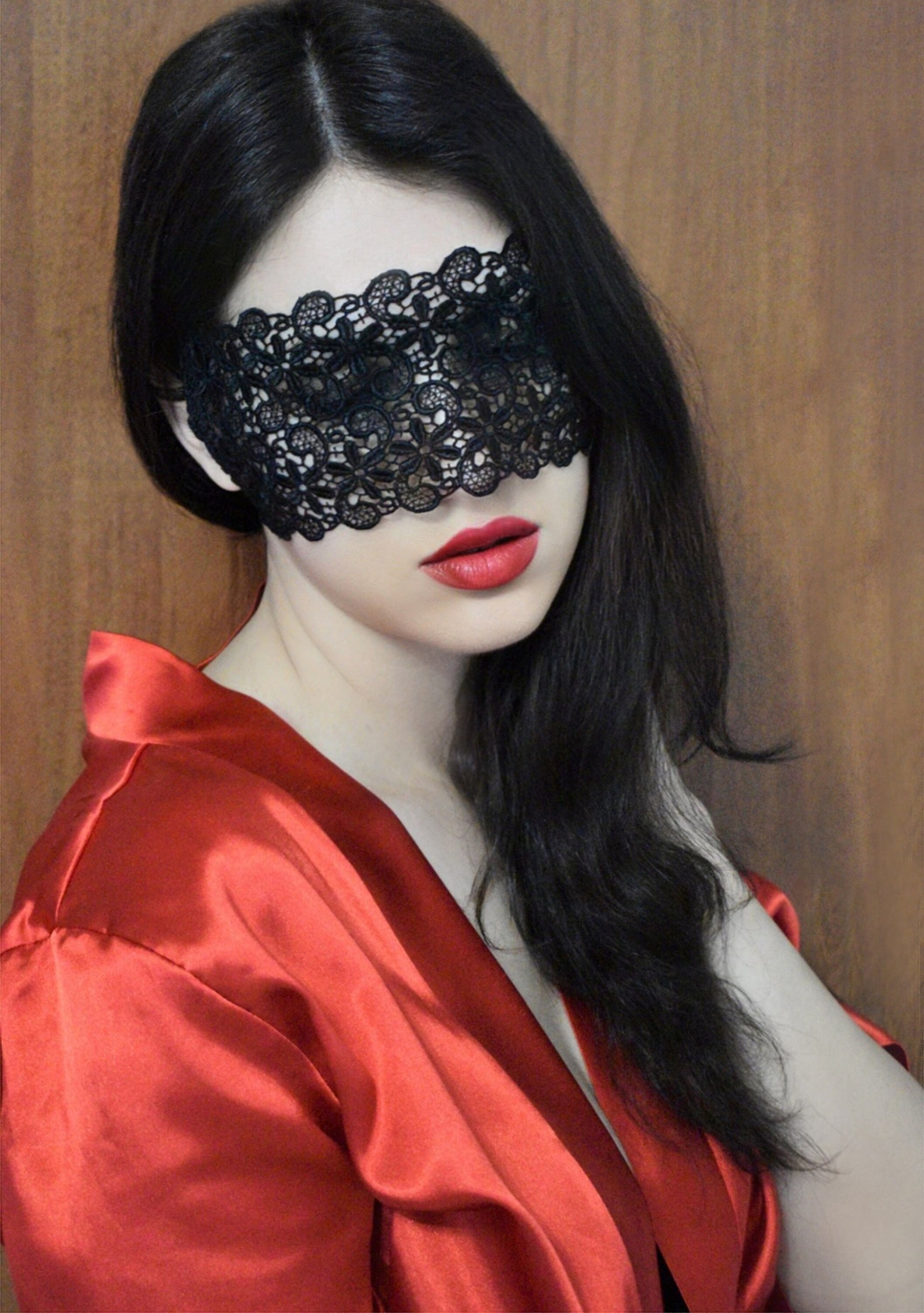 Lace Blindfold Mask in Burgundy/ Sexy Eye Mask/ Kinky/ 