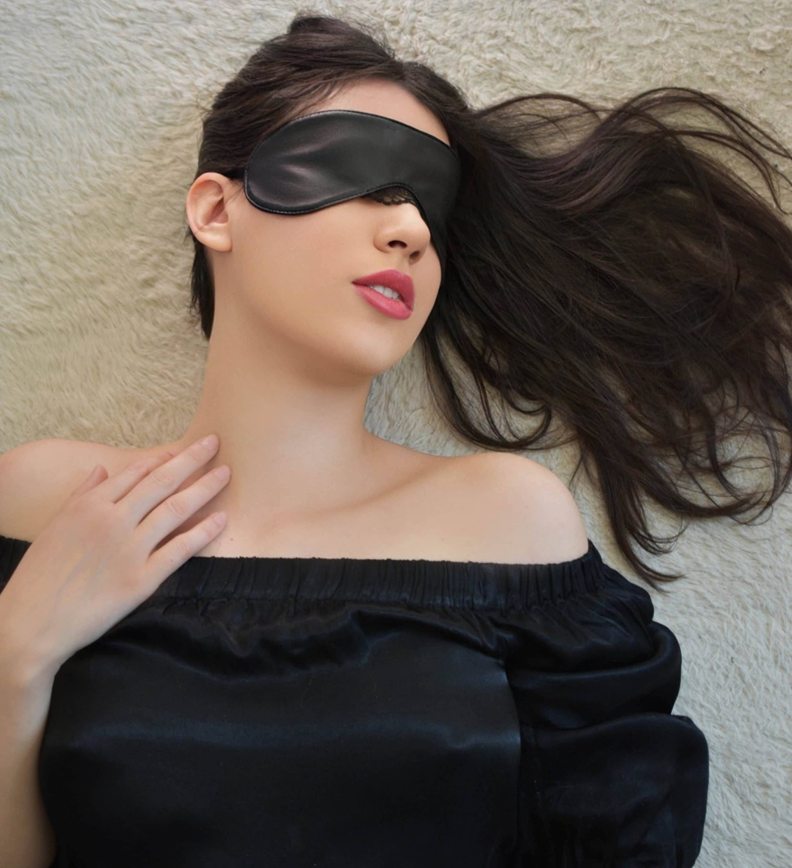 Rouge Leather Open Eye Blindfold Mask Choice of Colour