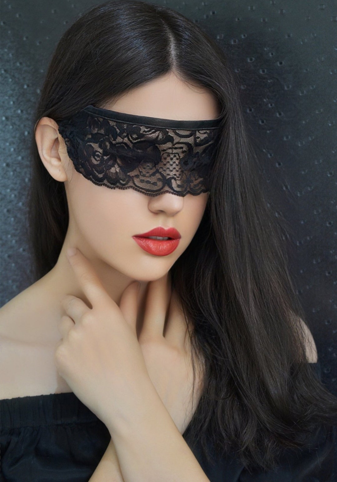 Lace Blindfold Mask in Burgundy/ Sexy Eye Mask/ Kinky/ 