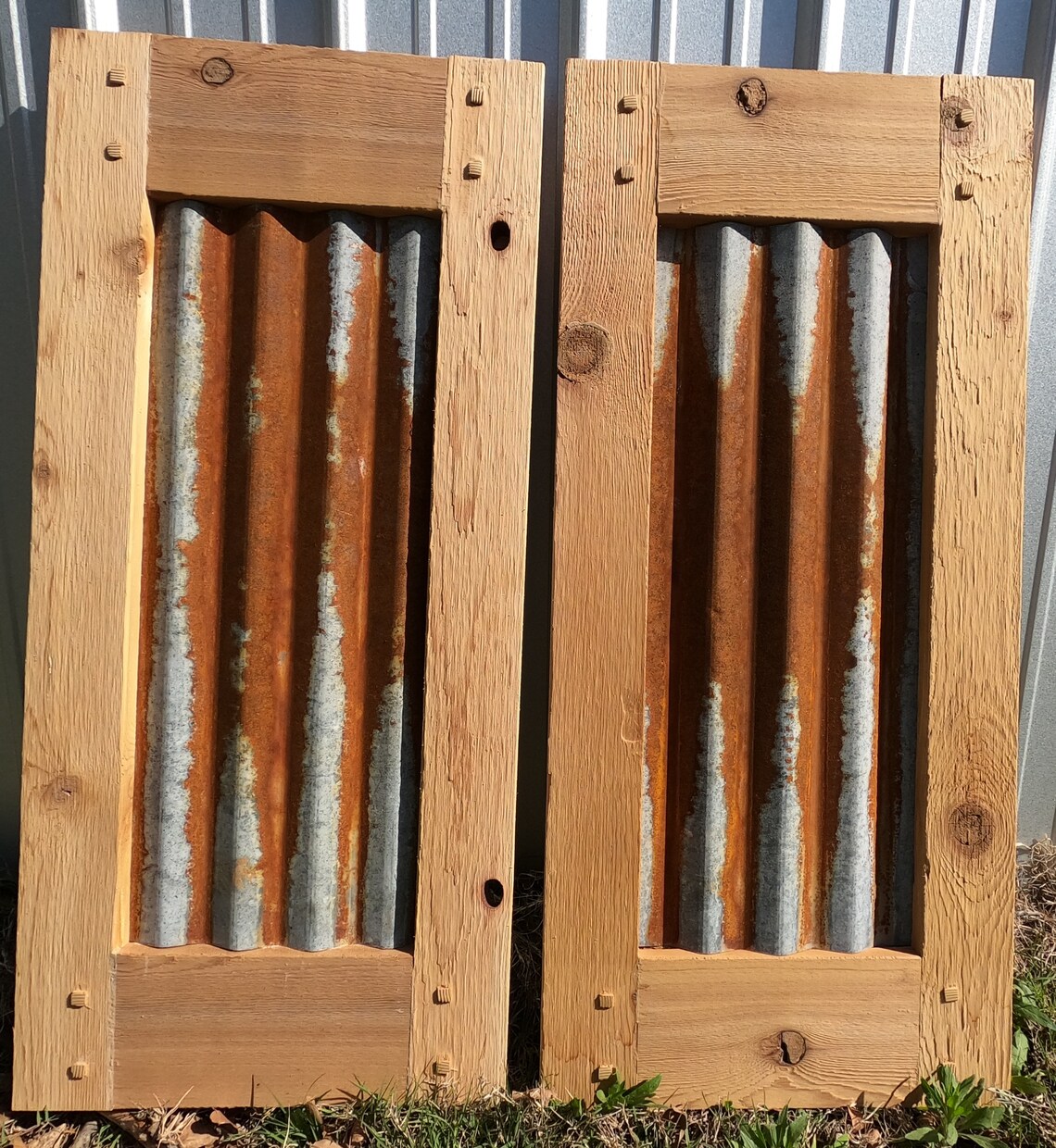 Custom Cedar Farmhouse Shutter Rusted Tin Doors for Window Etsy