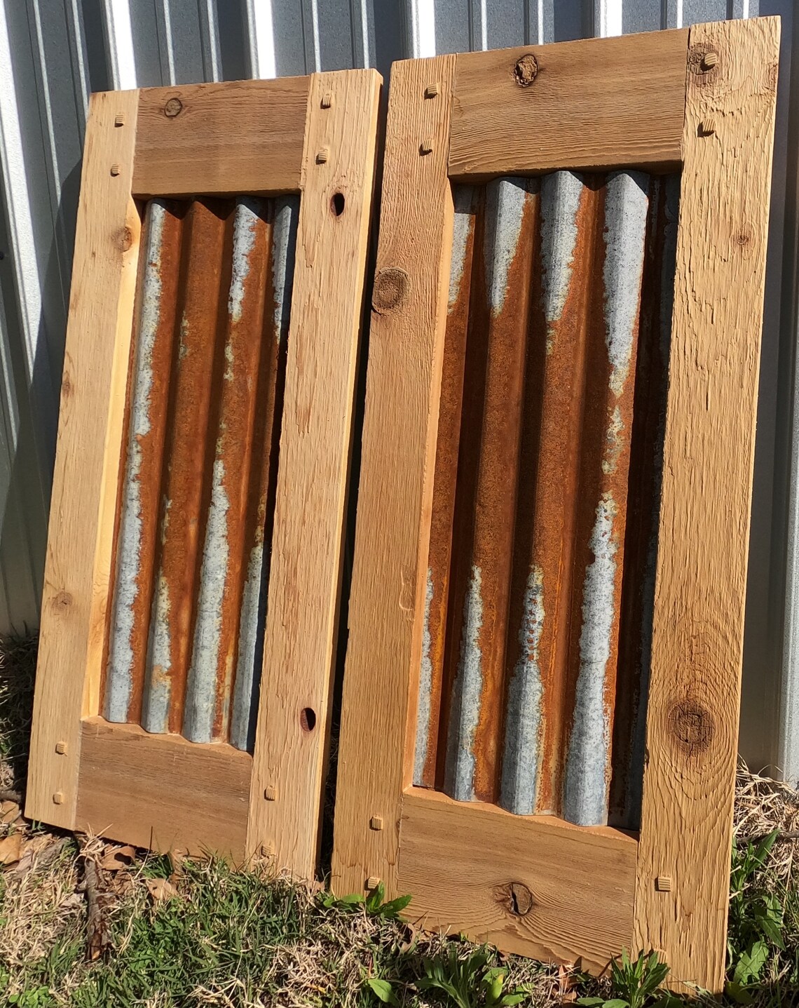 Custom Cedar Farmhouse Shutter Rusted Tin Doors for Window Etsy