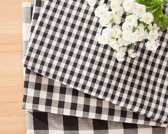 Check Fabric, Black Check Cotton Fabric by The Half Yard