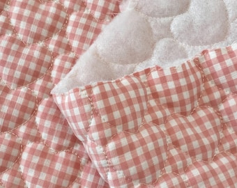 Love Grid Quilted Fabric- Seat Cushion Fabric- Pet Fabric- Decorative Fabric- Pink Checkered Fabric- By The Half Yard