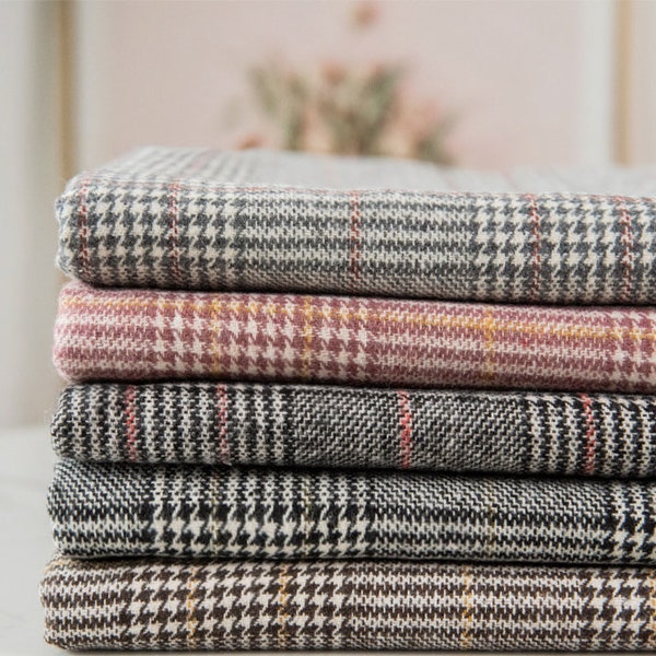 Plaid Woolen Fabric, Faux Wool Fabric, Coat Fabric, Autumn Winter Fabric, Woollen Fabric, Apparel Fabric, By The Half Yard