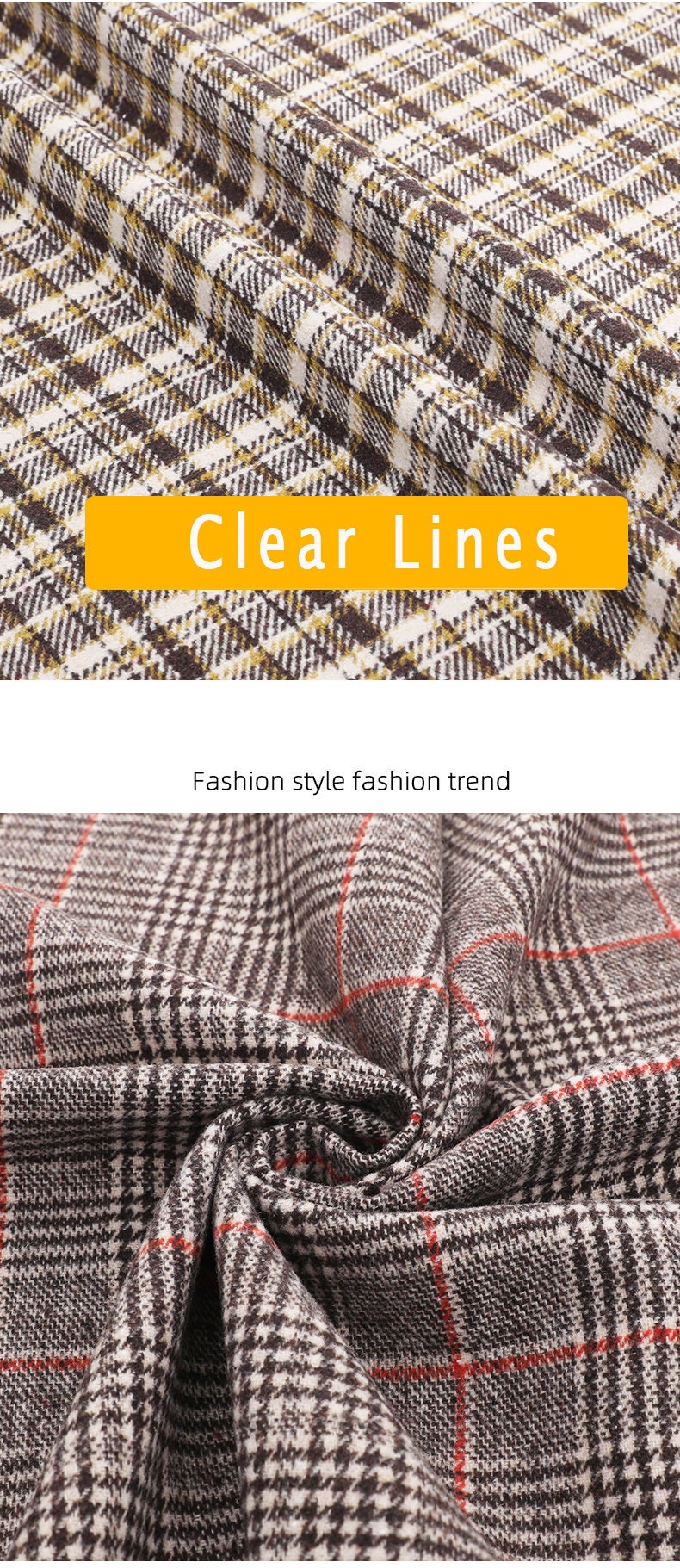 Plaid Woolen Fabric Thick Woolen Fabric Faux Wool Fabric Etsy