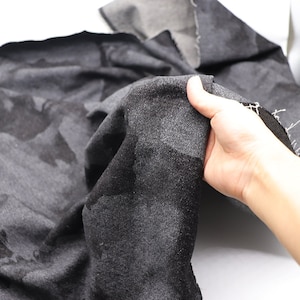 Tie Dye Denim Fabric, Washed Denim, Black Cotton Denim, Heavy Denim, Jean Fabric,  By the Half Yard