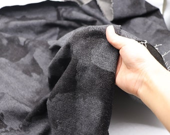 Tie Dye Denim Fabric, Washed Denim, Black Cotton Denim, Heavy Denim, Jean Fabric,  By the Half Yard