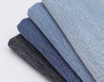 Washed Denim Fabric, Blue Vintage Denim, Cotton Denim, Jean Fabric, By the Half Yard