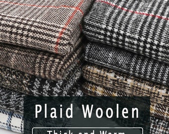 Karierter Wollstoff, dicker Wollstoff, Kunstwolle, Herbst-Winter-Stoff, Wollstoff, Bekleidungsstoff, Mantelstoff durch den halben Hof