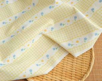 Floral Printed Stripe Cotton Fabric- DIY Fabric- By The Yard