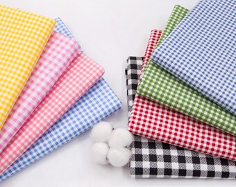 Plaid Cotton Fabric- By the Yard- For Sewing- Dress- Tablecloth- Quilt- DIY Craf- Decoration Curtain