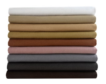 Colored Twill Fabric, 100% Cotton Fabric, Washed Cotton Fabric, Heavyweight Cotton Fabric, By the Half Yard