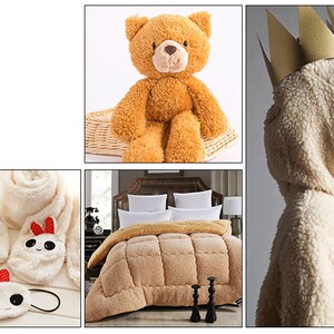 May include: A set of four plush toys in the shape of a bunny. The toys are white with red accents and black eyes. The set includes a pair of slippers, a scarf, and a sleep mask.