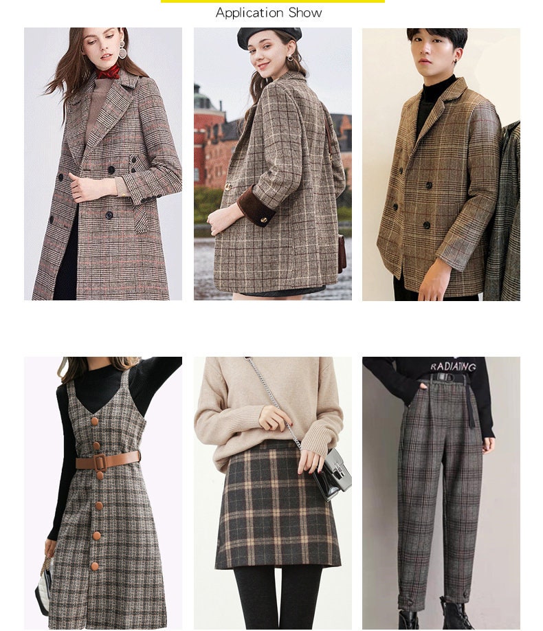 Plaid Woolen Fabric Thick Woolen Fabric Faux Wool Fabric Etsy