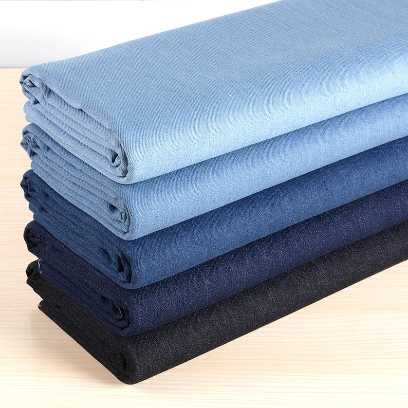 Stretch Denim Fabric, Washed Denim Fabric, Handwork Sewing Jacket Skirt Shirt Dress Denim Fabric By The Half Yard image 3