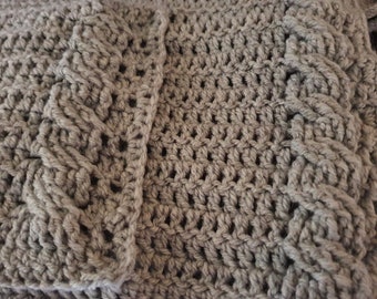Cable Edged Pocket Shawl Crochet Pattern