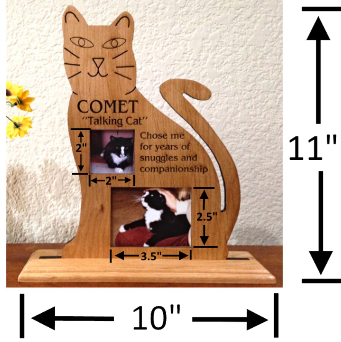 Personalized Cat Picture Frame Solid Wood HandCrafted Cat Etsy