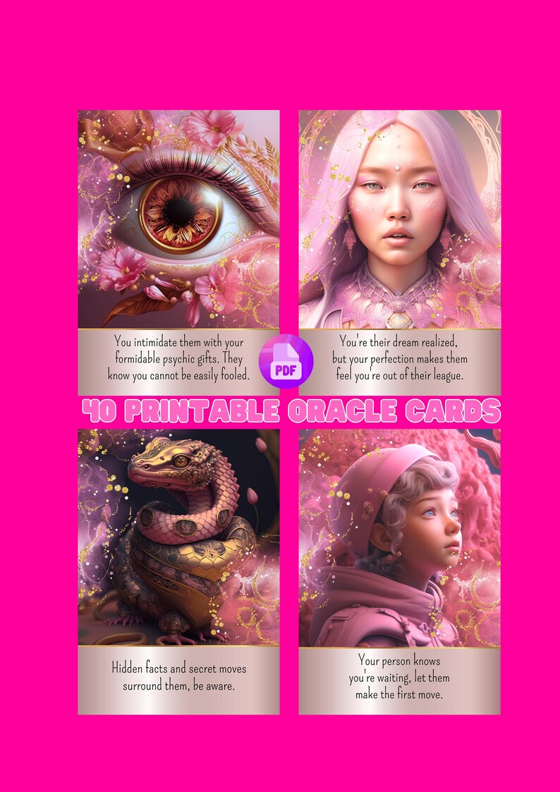 Printable Love Oracle Deck-digital File 40 Cards-romantic - Etsy