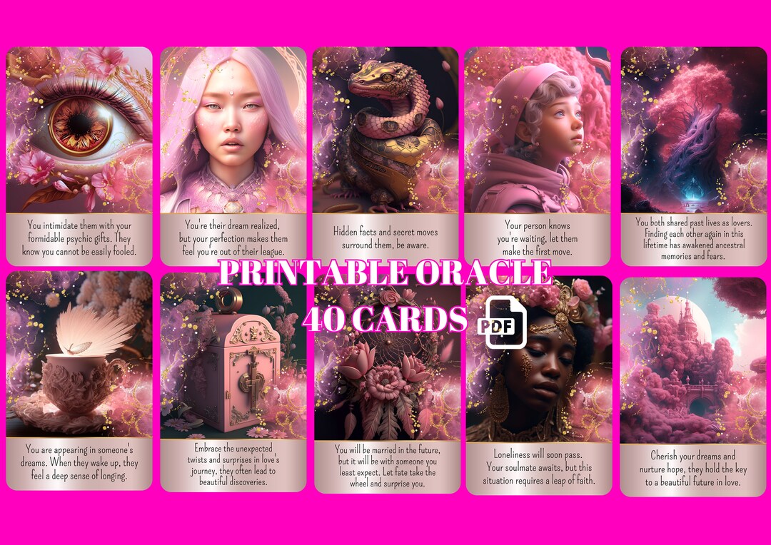 The Rose Oracle-40 Cards-printable Version-romantic Tarot-digital File ...