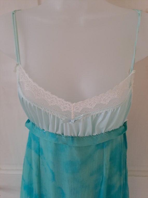 Vintage l1960s /70s Handmade Aqua Blue Nylon Baby… - image 1