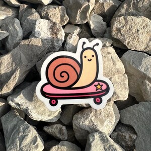 Skateboarding Snail Sticker, Turbo, Skating Sticker, Mollusk Sticker, Gastropods, Garden Snails, Phone Sticker, Planner Stickers