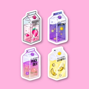 Milk Carton Sticker Pack- Pack of 4 Sticker Bundles, Vinyl Stickers for Laptops, Cute Sticker, Laptop Sticker, Phone Sticker,