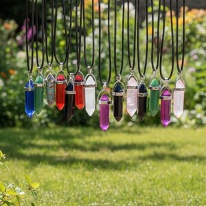 Kristall Punkt Halskette - Sechseckiger Stein Anhänger - Boho Edelstein Schmuck - Bunte Quarz Halskette - Goth Alt Ästhetik Geschenk - Spirituell