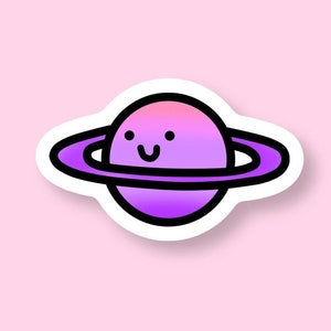 Cute Planet Sticker, Solar System Sticker, Laminated Sticker, Glossy Sticker, Die Cut Sticker,