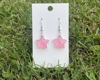 Pendientes de estrella transparente rosa, ganchos colgantes con estética Y2K, regalo celestial para ella, accesorios bonitos para chicas.