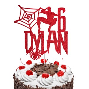 Personalised Spiderman Cake Topper Custom Glitter Name And Age Etsy