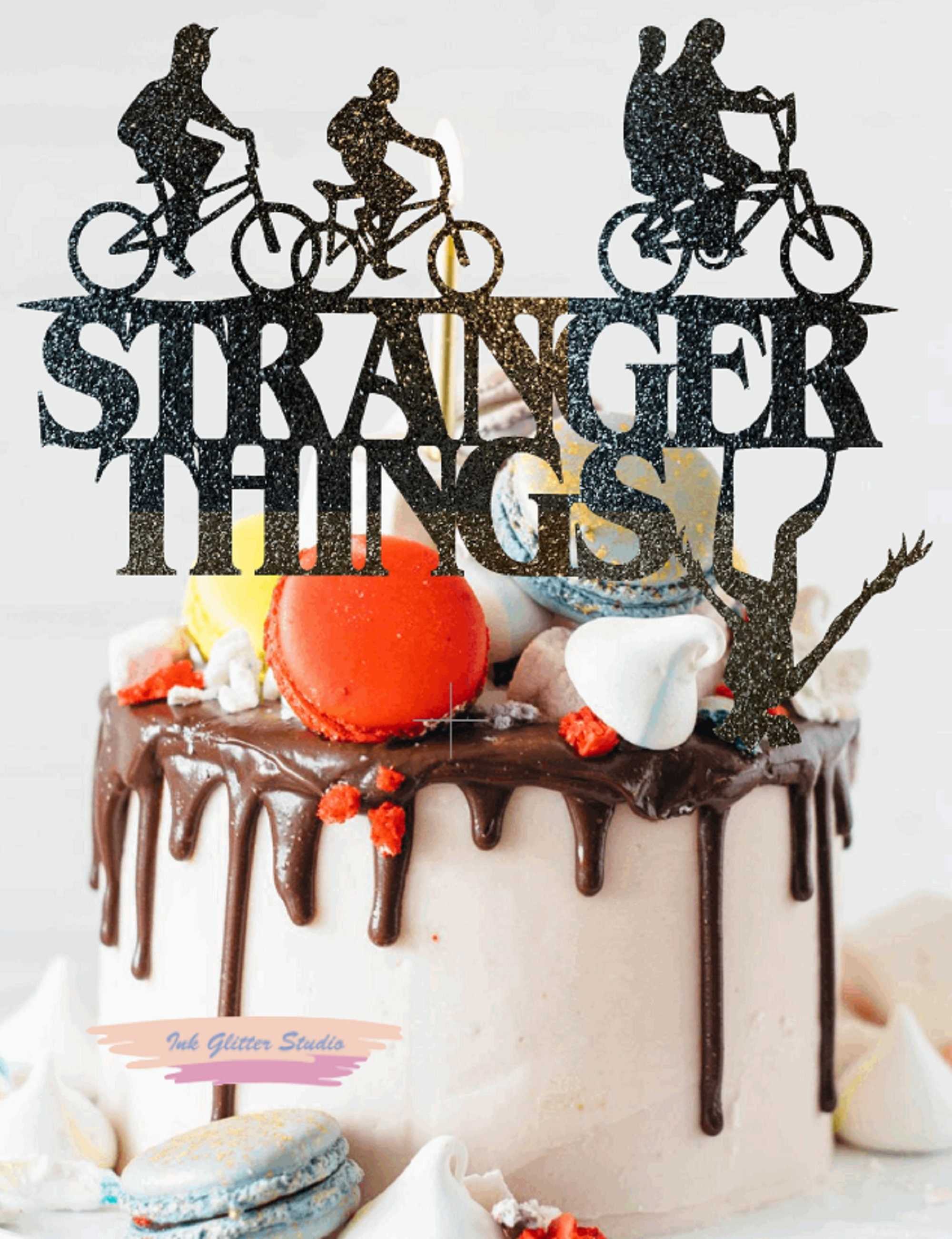 Stranger Things Happy Birthday Custom Glitter Cake Topper Any Colour Cake Decoration