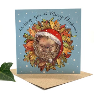 Set van 5 egelkerstkaarten