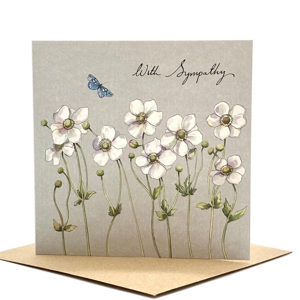 Sympathy card, Anemone flowers