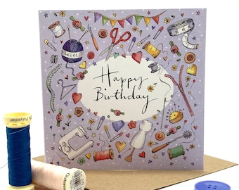 Birthday Card - Birthday Sewing