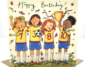 Carte d'anniversaire de football pour filles