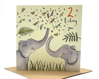 Carte 2e anniversaire - Éléphants