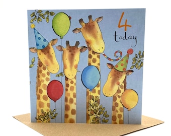 Carte 4e anniversaire - Girafes