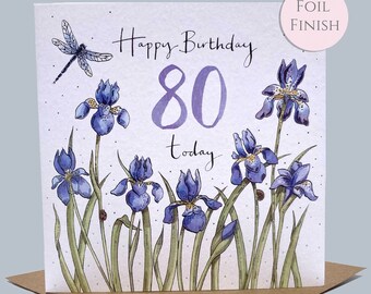 Carte 80e anniversaire, iris