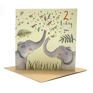 Carte 2e anniversaire - Éléphants