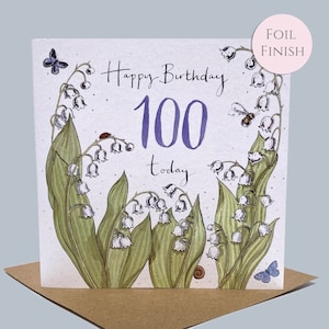 100th Birthday Card, Lily of the Valley
