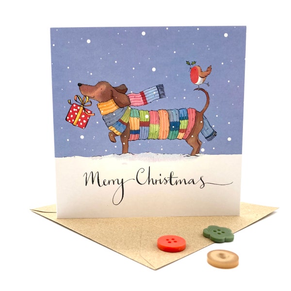 Pack of 5 Christmas Sausage Dog cards