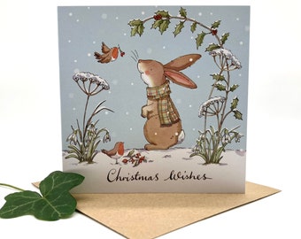 Pack of 5 Christmas Rabbit Cards