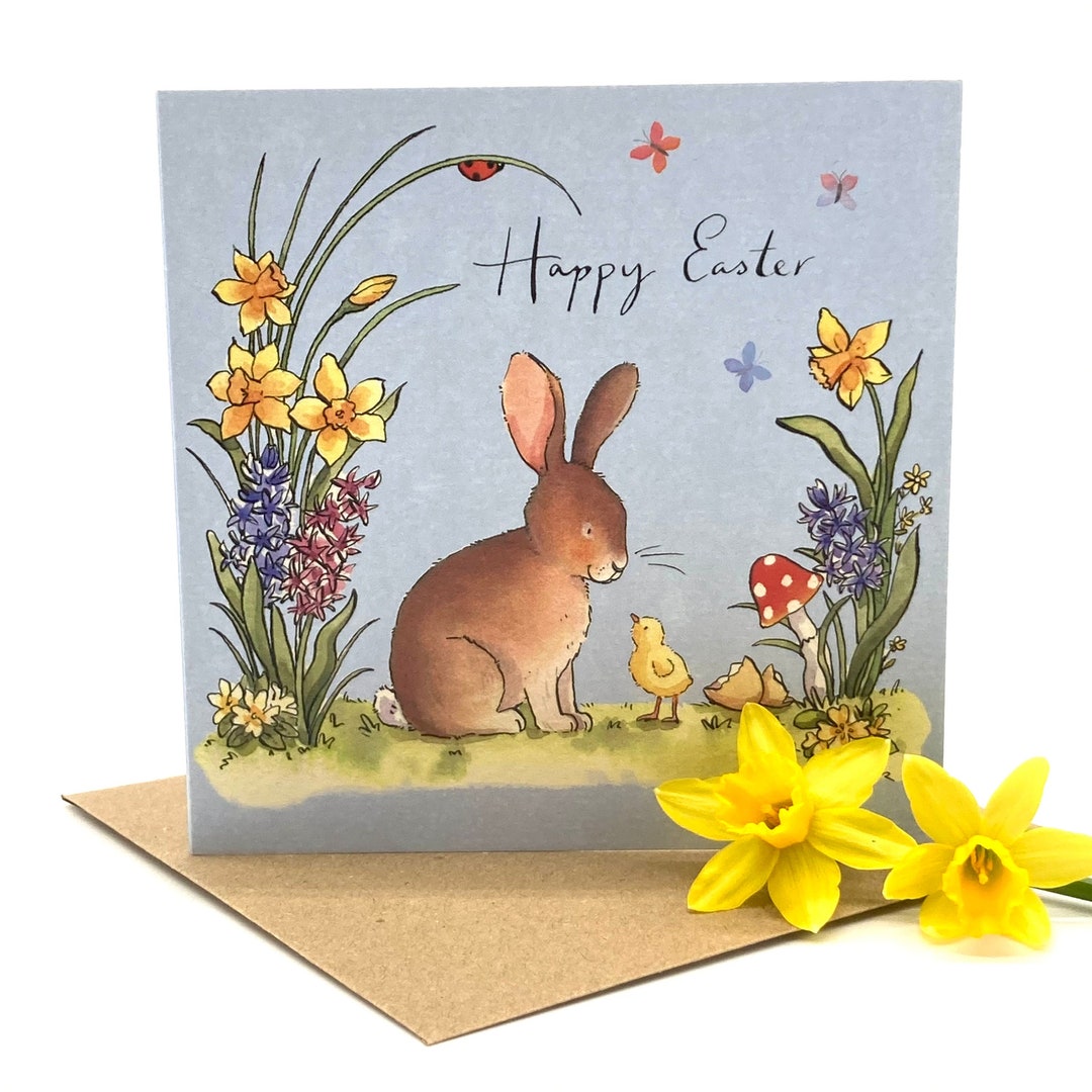 Easter Card Pack of 5 - Easter Rabbit and Chick - Etsy