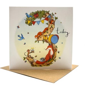 Three Woodland Fox Woodland Birthday Card