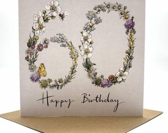 60th Wildflower Birthday Card