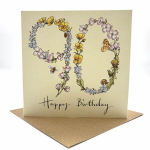90th Wildflower Birthday Card