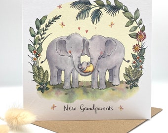 New Grandparents Card - Elephant Grandparent Card