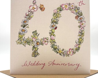 40th Anniversary Card - Wildflowers