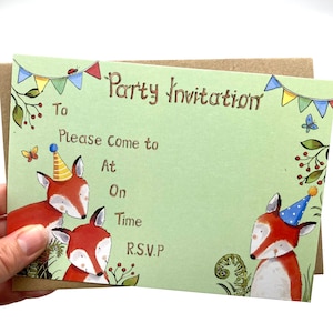 Fox Birthday Party Invitations Pack of 10